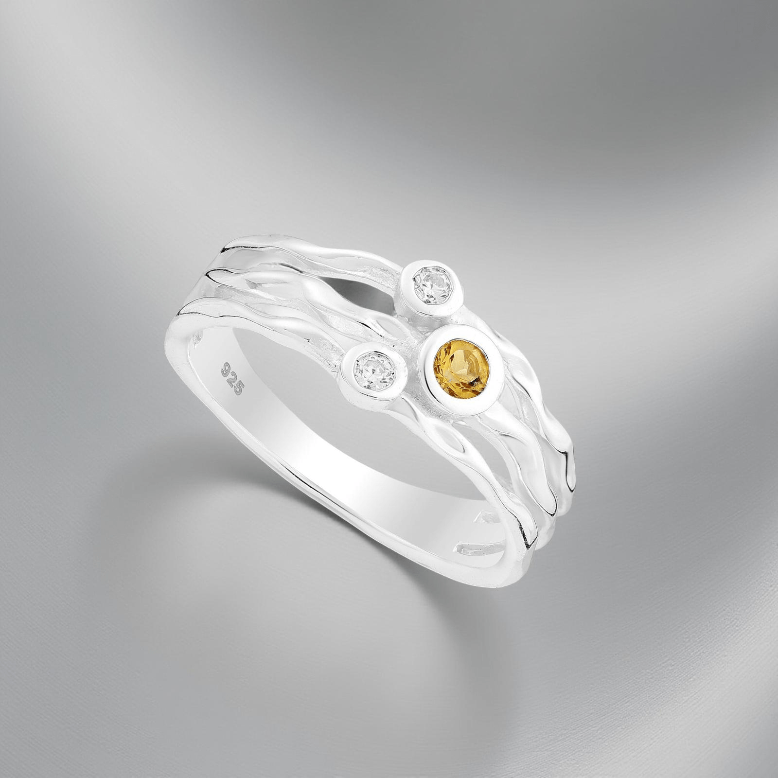 Ring Primavera - Sterling Silver Citrine & CZ Diamond Ring