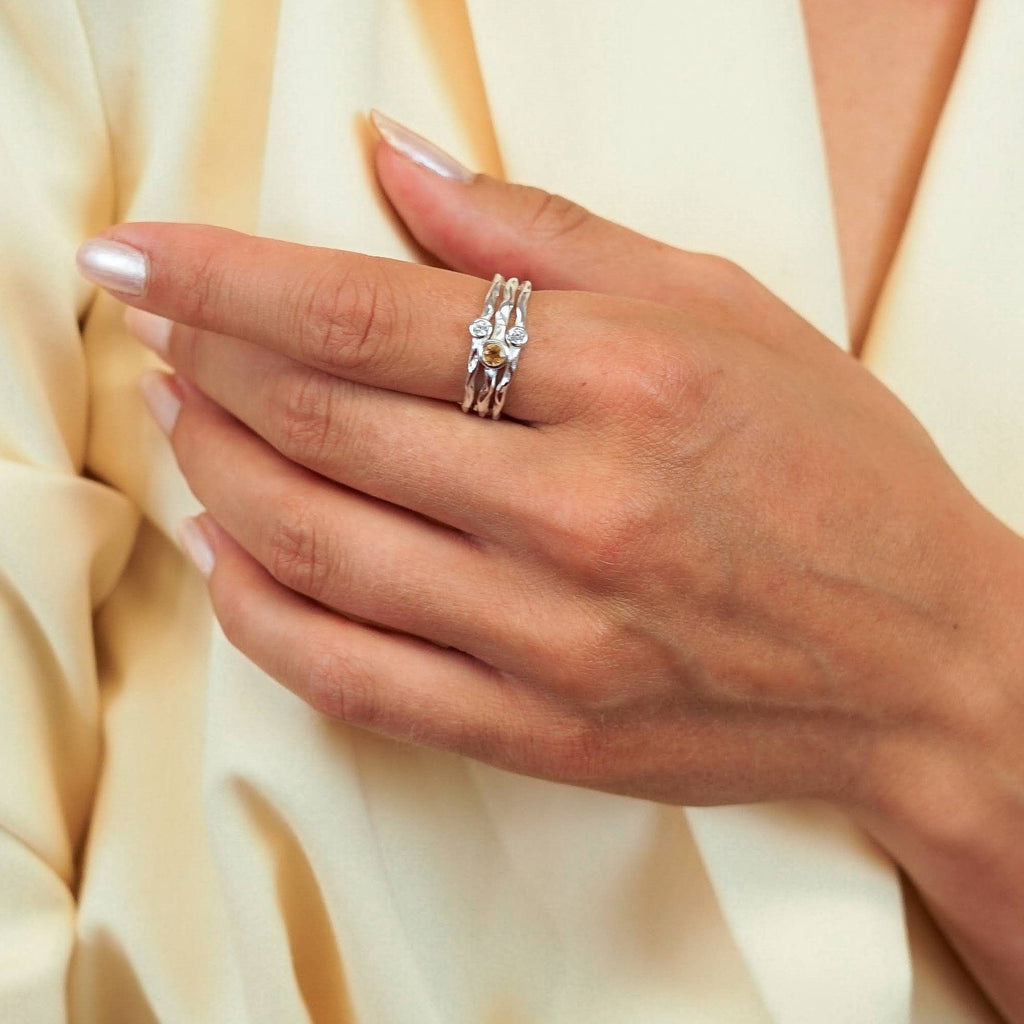 Ring Primavera - Sterling Silver Citrine & CZ Diamond Ring