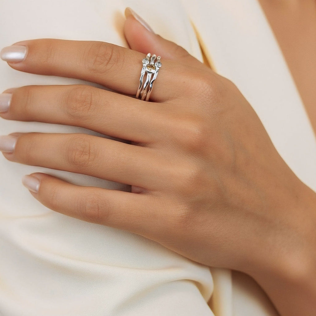Ring Primavera - Sterling Silver Citrine & CZ Diamond Ring