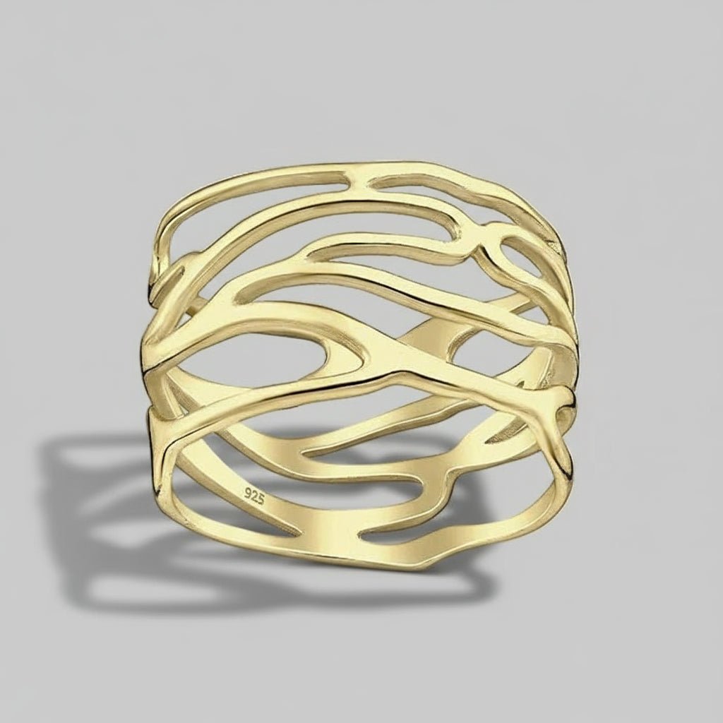 Ring Symphony - Sterling Silver Gold Plated Elegant Ring