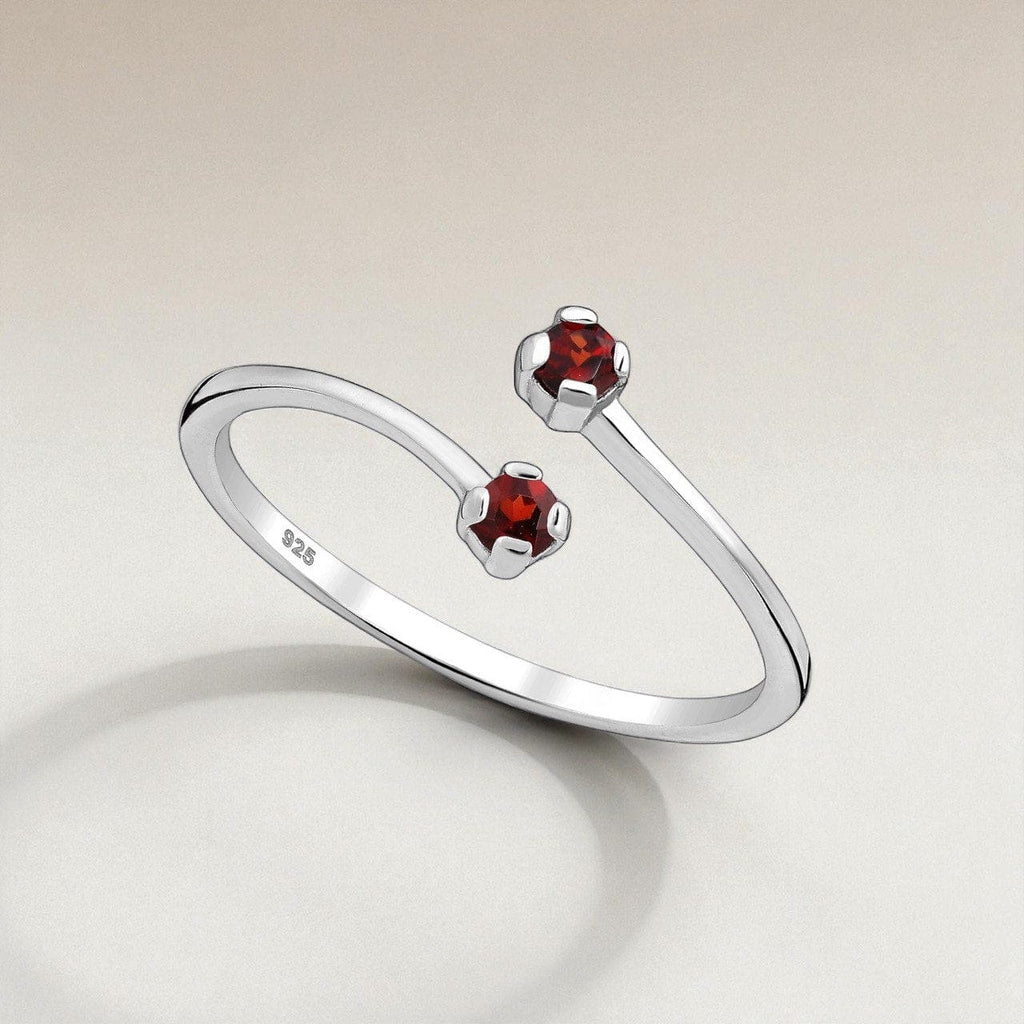Ring Blossom - Sterling Silver Garnet & Peridot Adjustable Ring