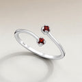 Ring Blossom - Sterling Silver Garnet & Peridot Adjustable Ring