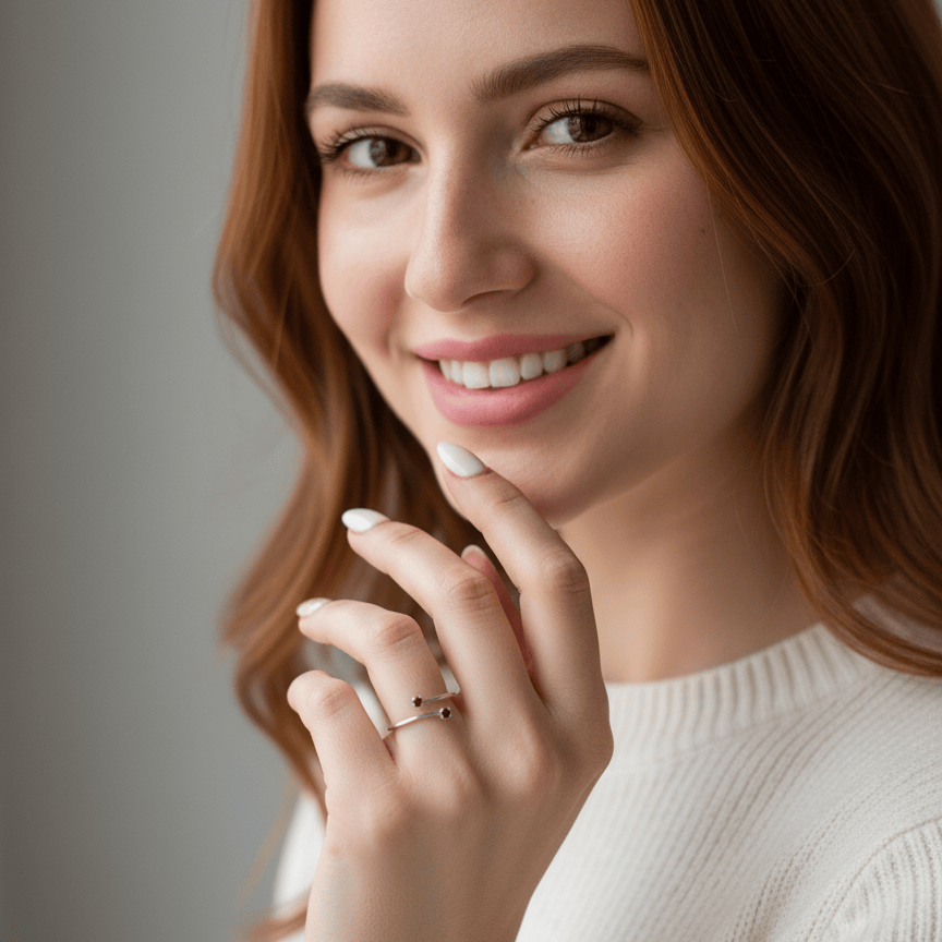 Ring Blossom - Sterling Silver Garnet & Peridot Adjustable Ring