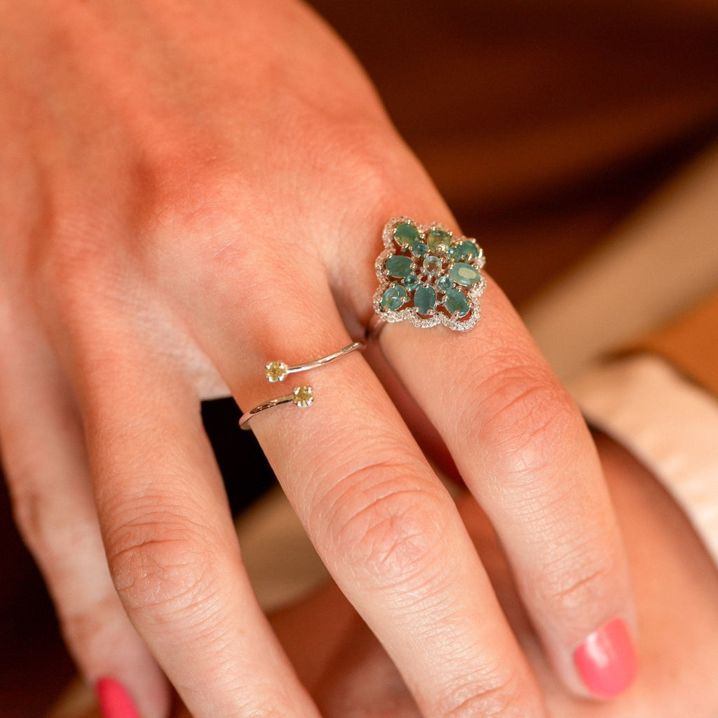 Ring Esmeralda - Sterling Silver Emerald Rhodium Plated Ring