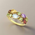 Ring Santa Maria - Sterling Silver Multi-Gemstone Gold Plated Ring