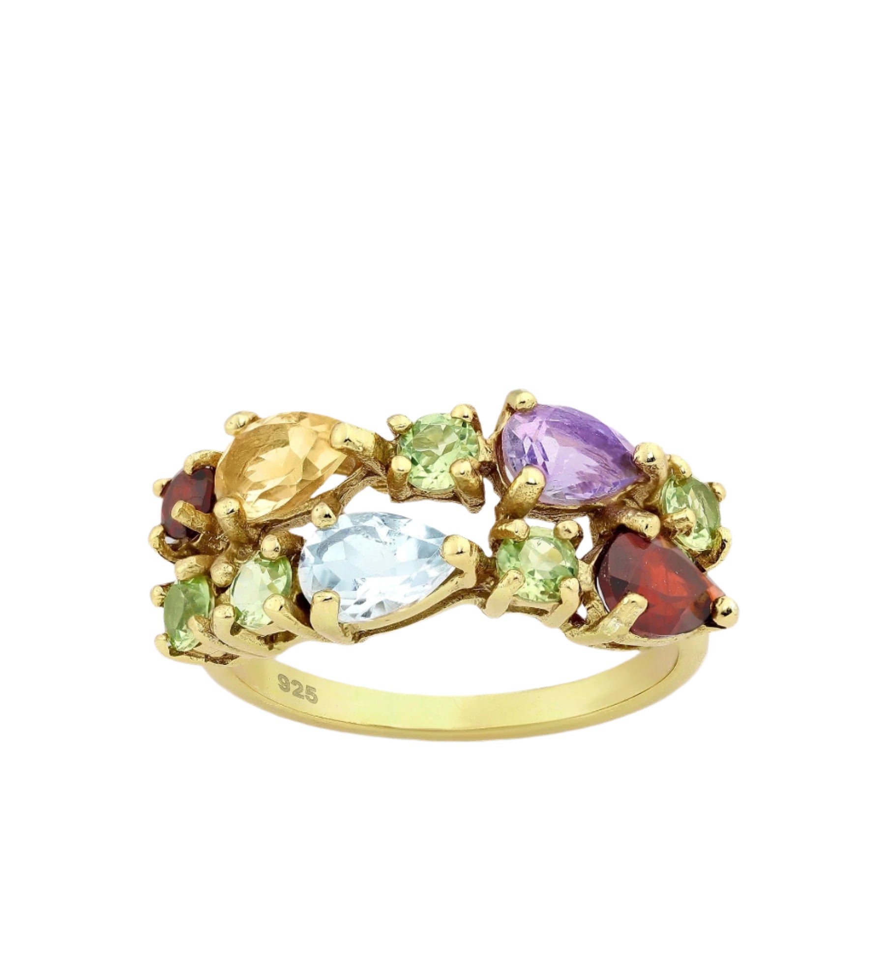 Ring Santa Maria - Sterling Silver Multi-Gemstone Gold Plated Ring