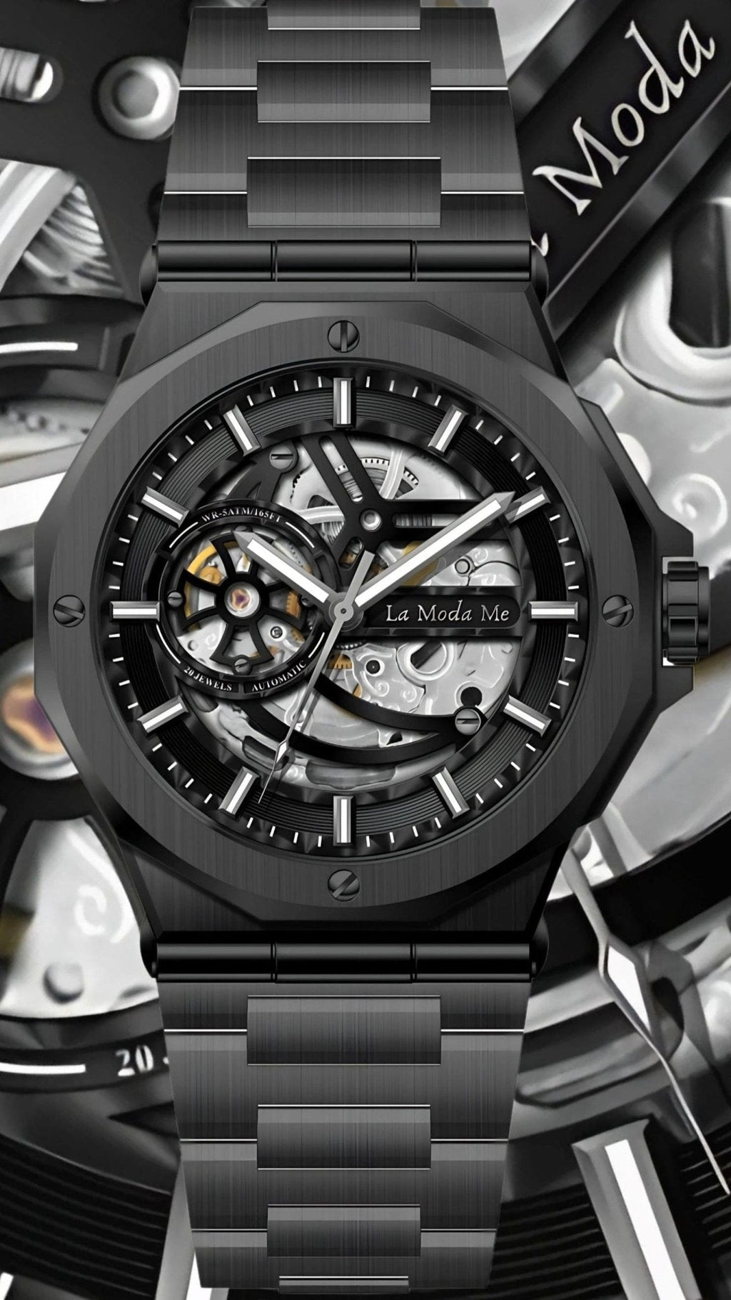 Ayoro Blackcore Skeleton AG8 Watch - Luxury Skeleton Timepiece