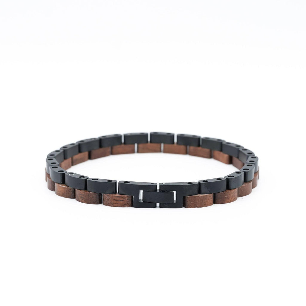 Bracelet Linus - Eco-Friendly Walnut & Black Steel Bracelet