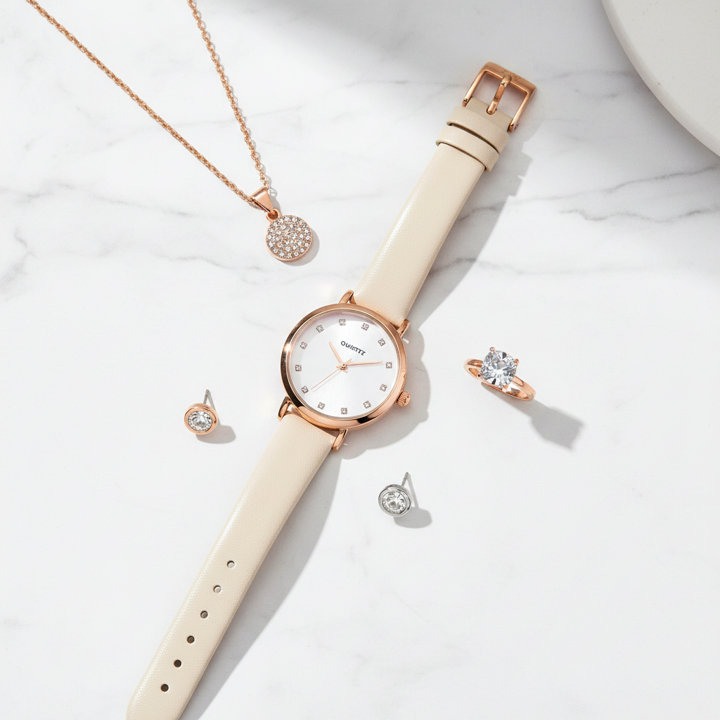 Luxury Women's Rhinestone Watch Set