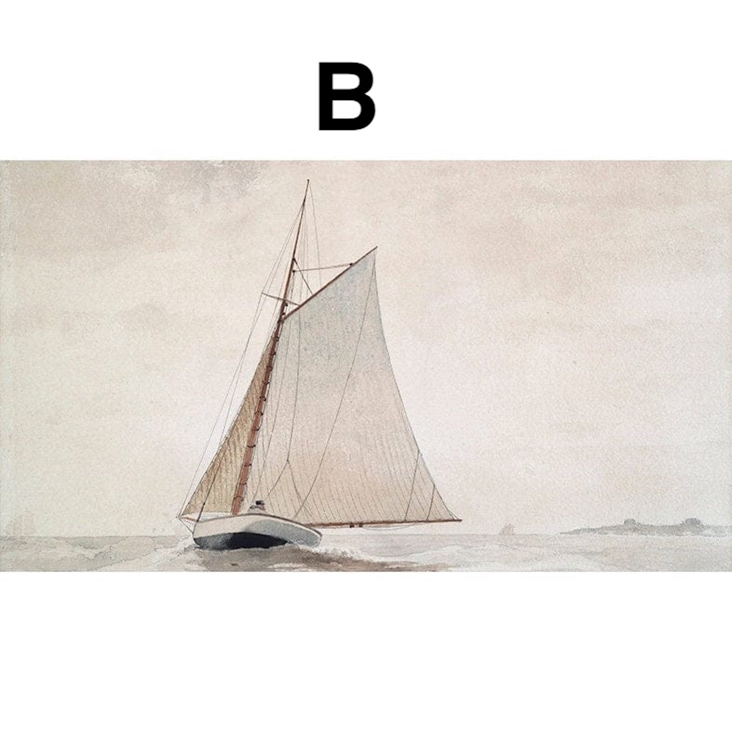 Poster Vintage Galerie Wand Kunst Segelschiff und Horizont als Deko Print ohne Rahmen-4