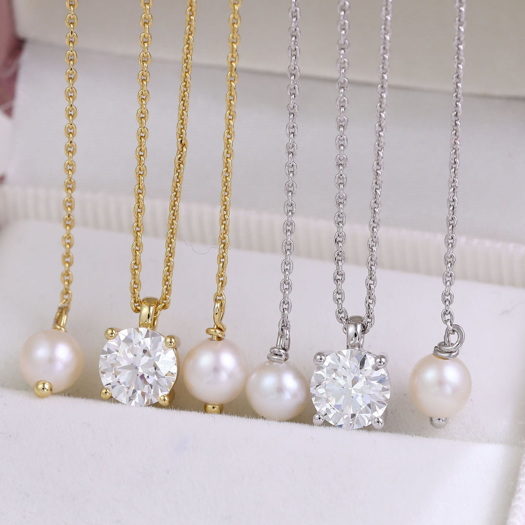 1 Carat Solitaire Diamond Adjustable Necklace - Yellow Gold Plated Sterling silver-4