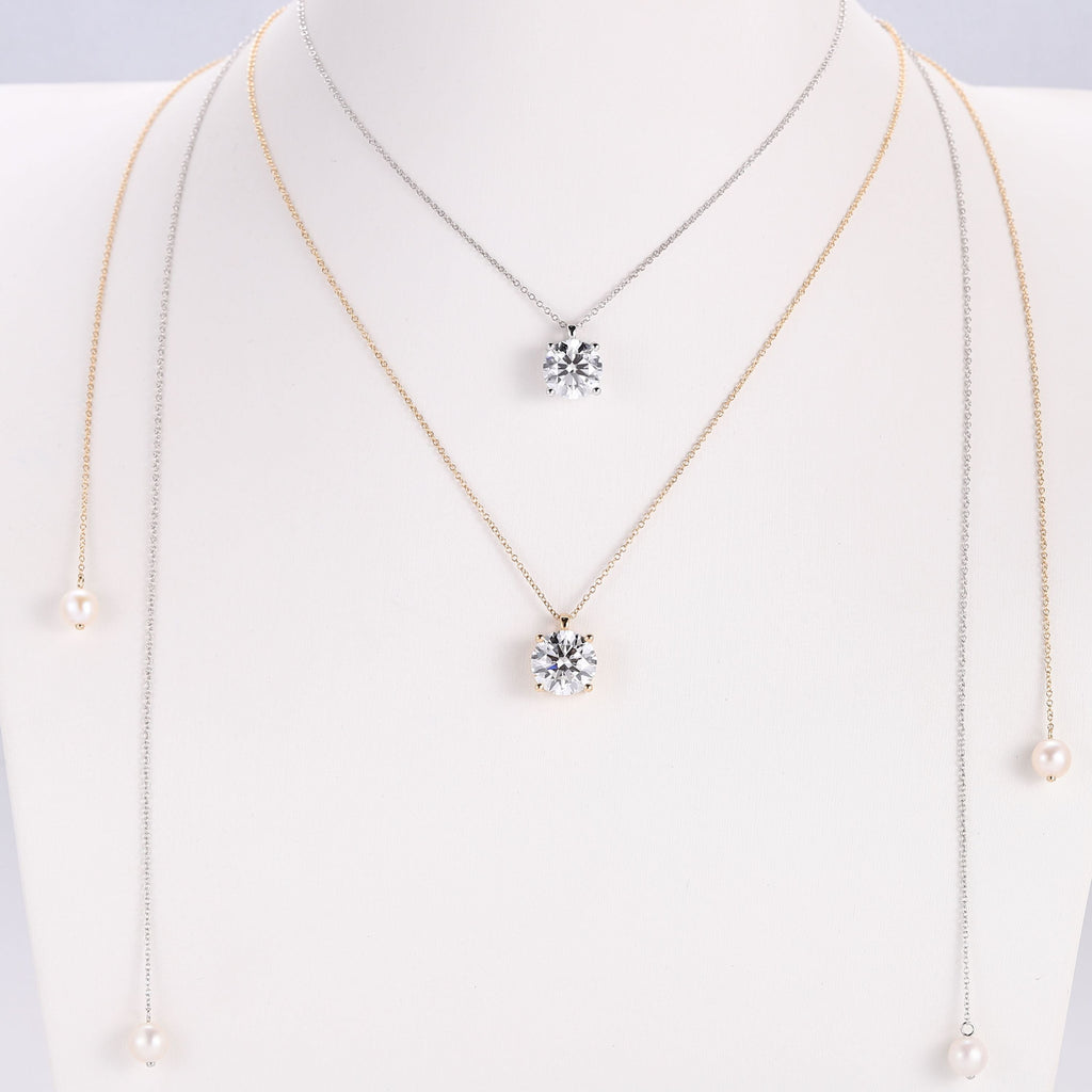 1 Carat Solitaire Diamond Adjustable Necklace - Yellow Gold Plated Sterling silver-1