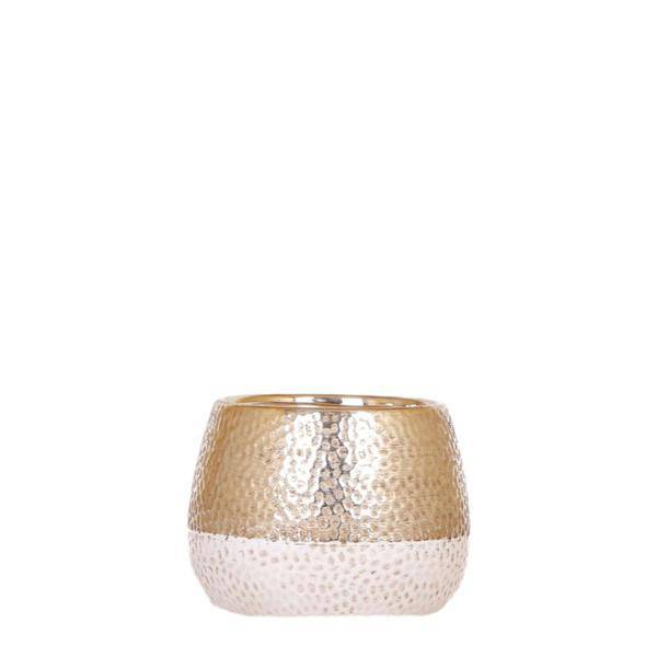 Elite Pflanztopf Gold Ø12cm – glänzender Keramik Übertopf – luxuriöser Blumentopf für Zimmerpflanzen & Kräuter – Topf für Fensterbank, Tisch & Regal
