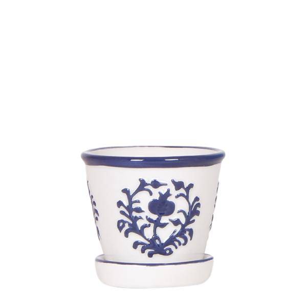 Malaga Topf – Blau – Ø6cm – Blumentopf aus Keramik im mediterranen Stil – Handgefertigte Optik