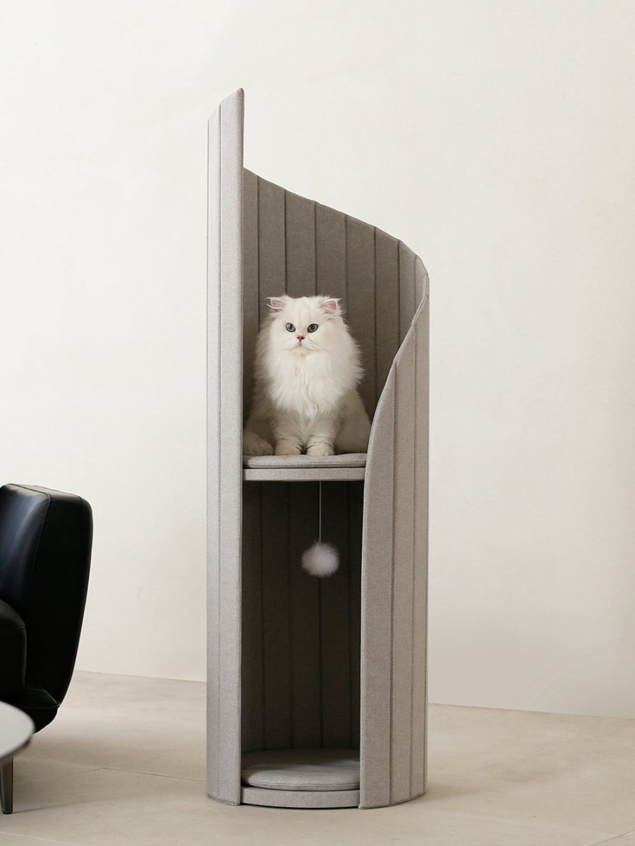 Time Tower Modern Cat Tree Condo – Space Saving Vertical Cat Tower-0