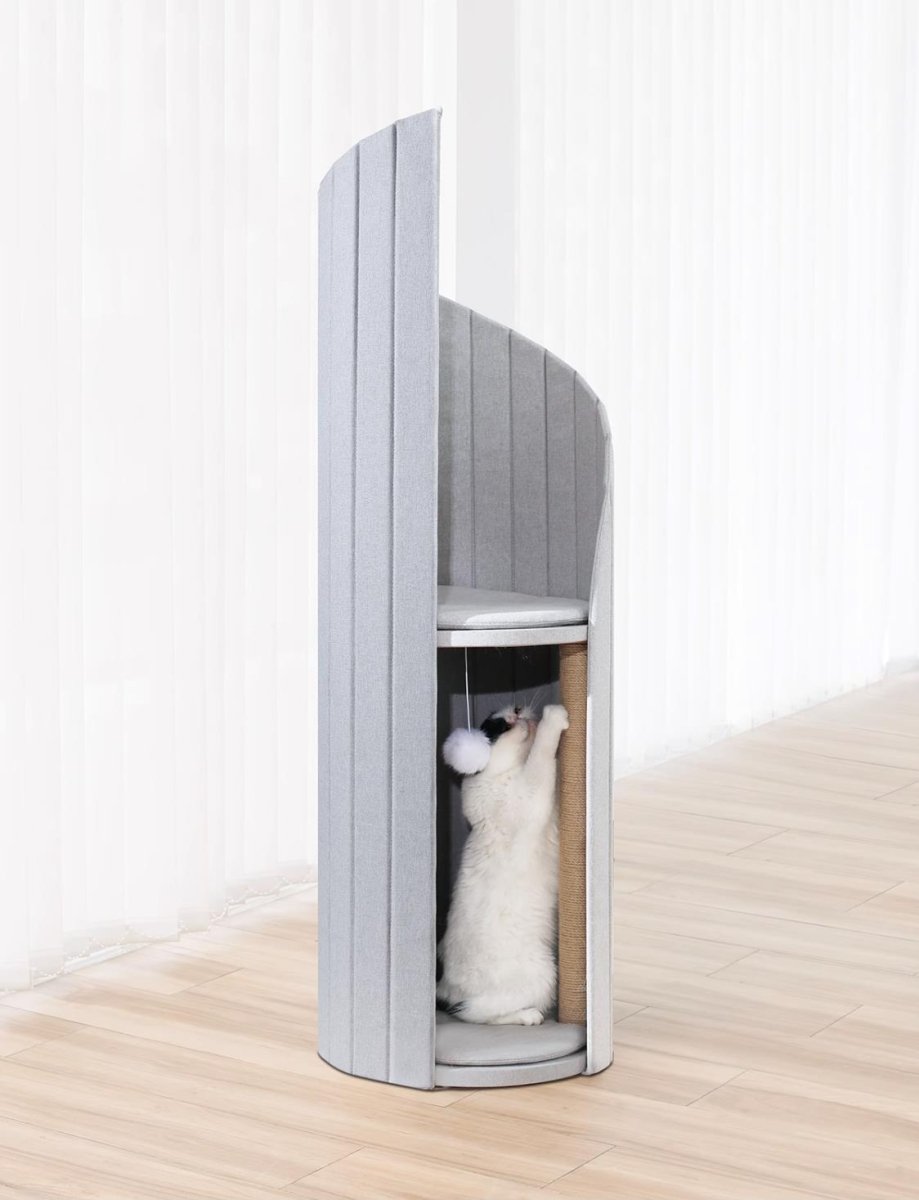 Time Tower Modern Cat Tree Condo – Space Saving Vertical Cat Tower-1