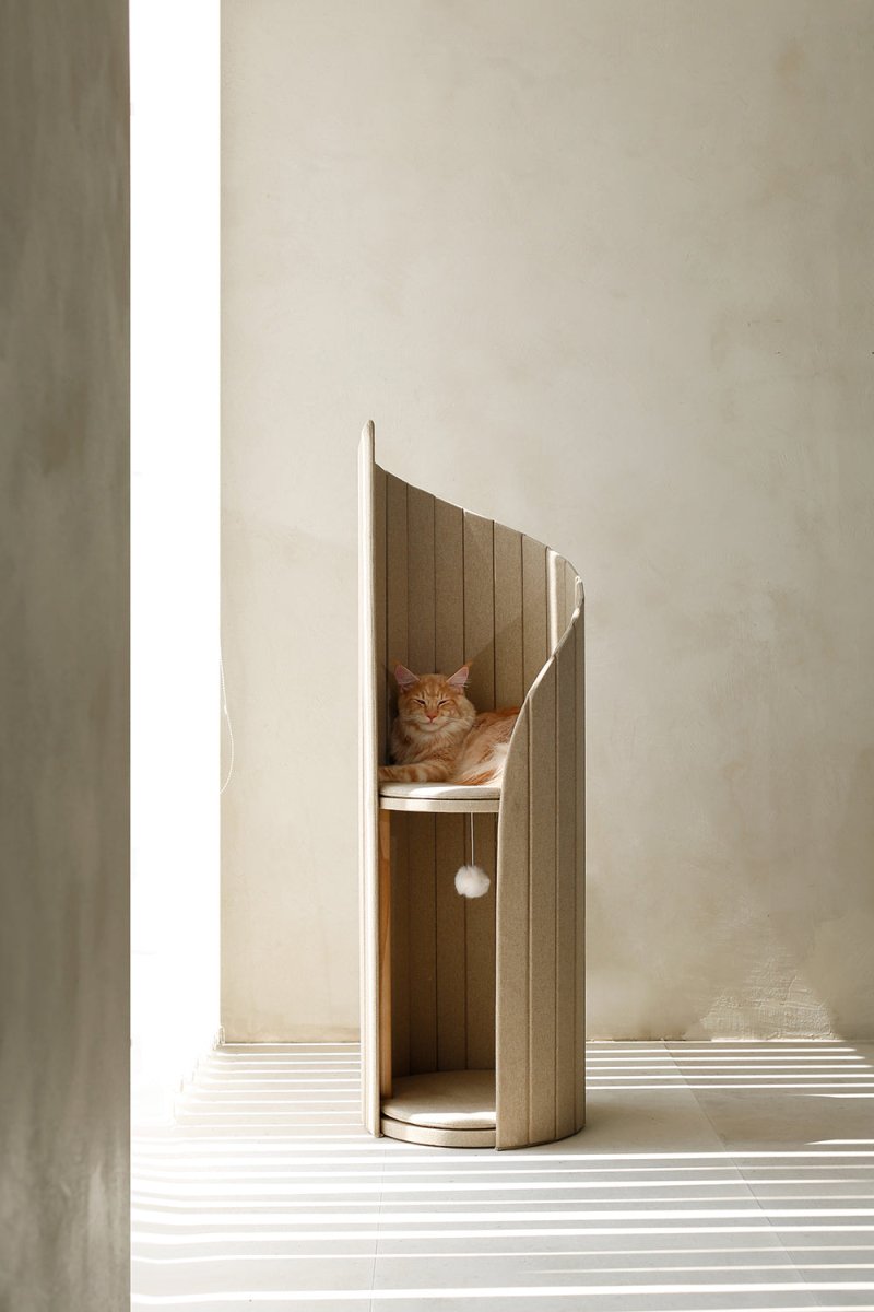 Time Tower Modern Cat Tree Condo – Space Saving Vertical Cat Tower-5