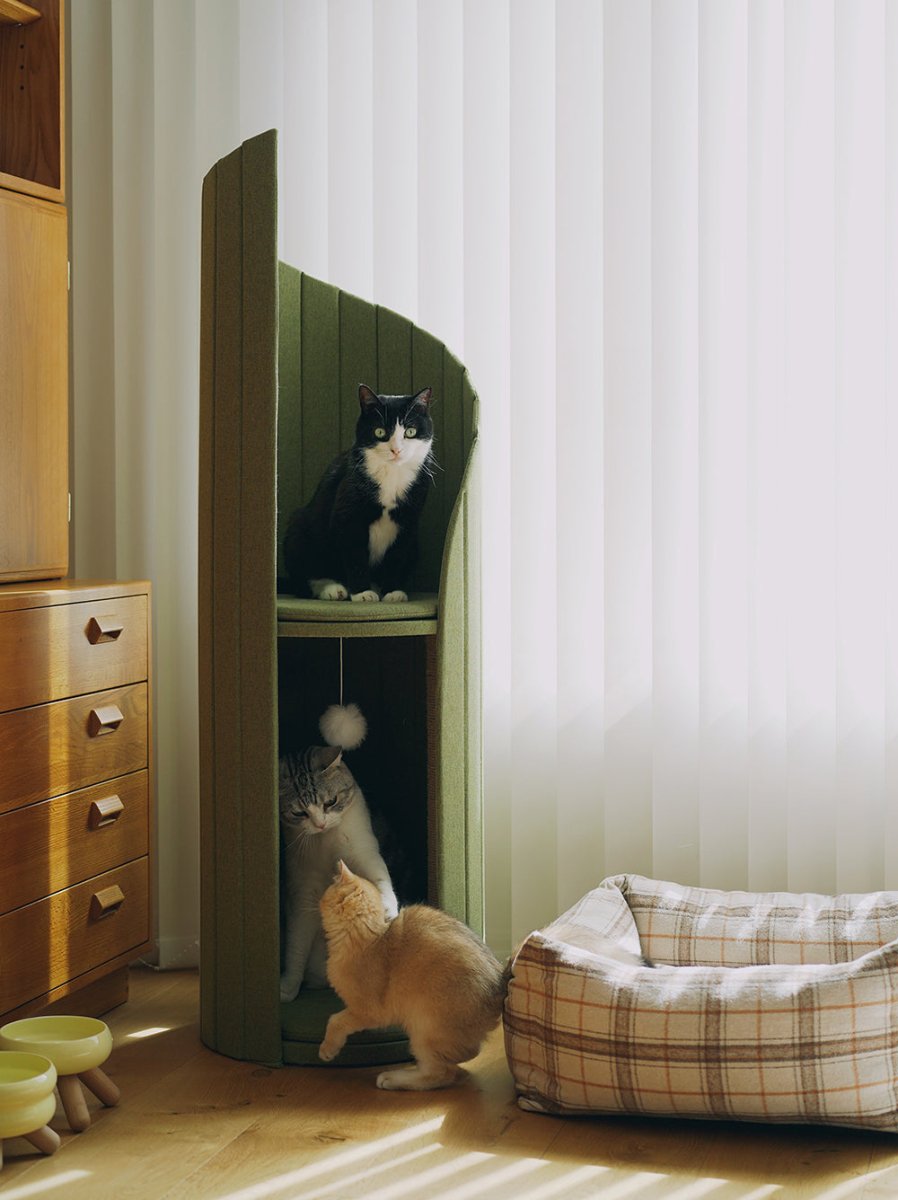 Time Tower Modern Cat Tree Condo – Space Saving Vertical Cat Tower-6